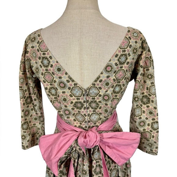 True Vintage Jeanne D’Arc 50s 60s Fit and Flare Geometric Patterned Day Dress - Picture 8 of 16